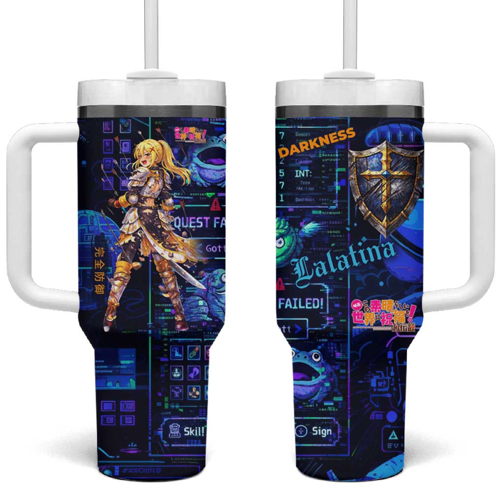 Darkness Lalatina Tumbler With Handle Retro Anime RPG Interface Style