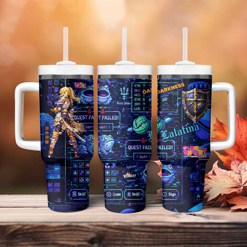Darkness Lalatina Tumbler With Handle Retro Anime RPG Interface Style