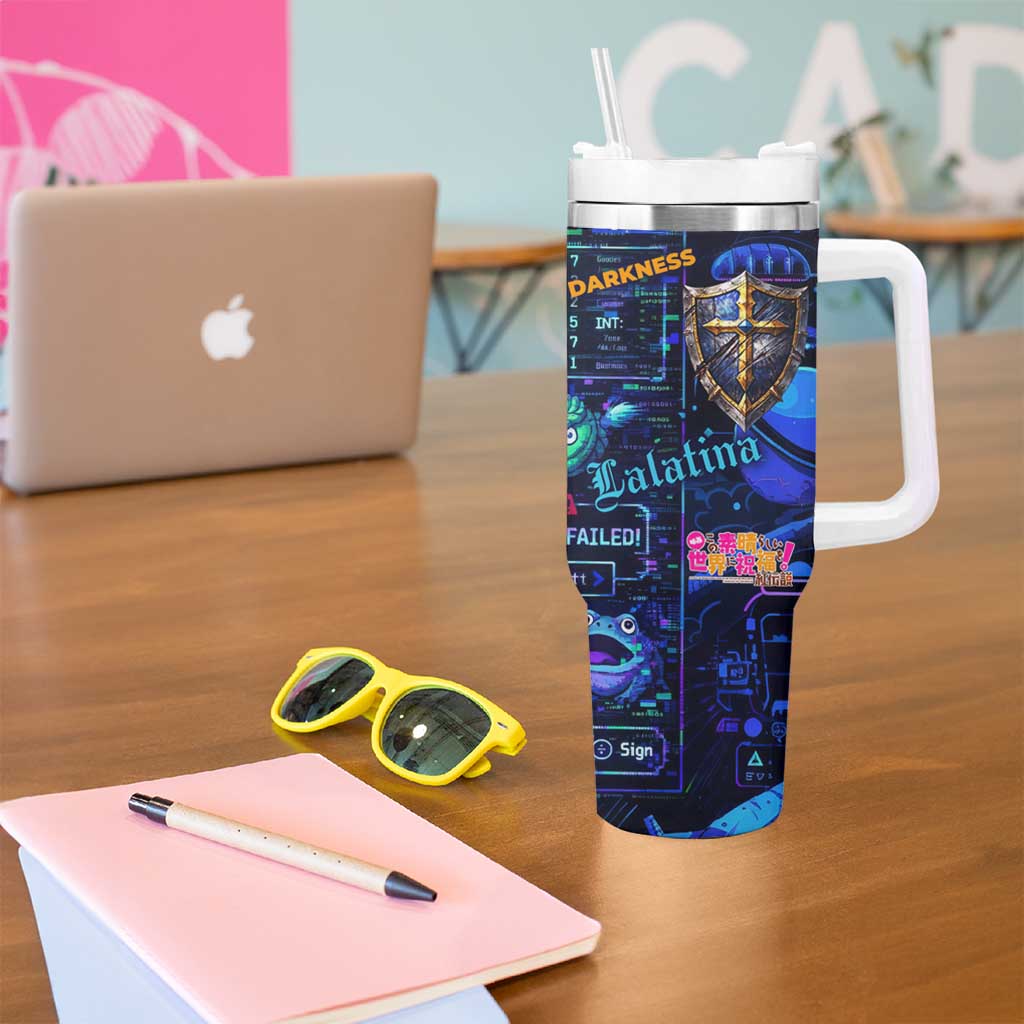 Darkness Lalatina Tumbler With Handle Retro Anime RPG Interface Style
