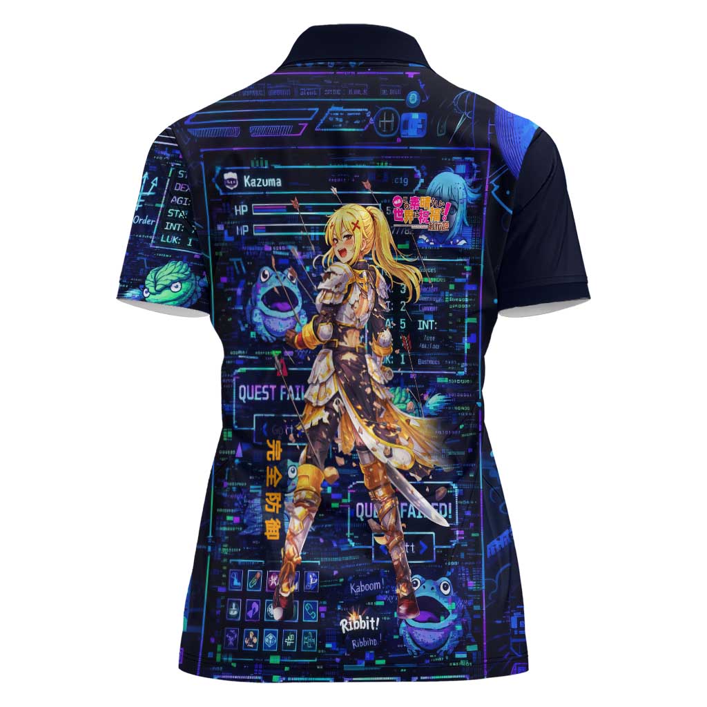 Darkness Lalatina Women Polo Shirt Retro Anime RPG Interface Style