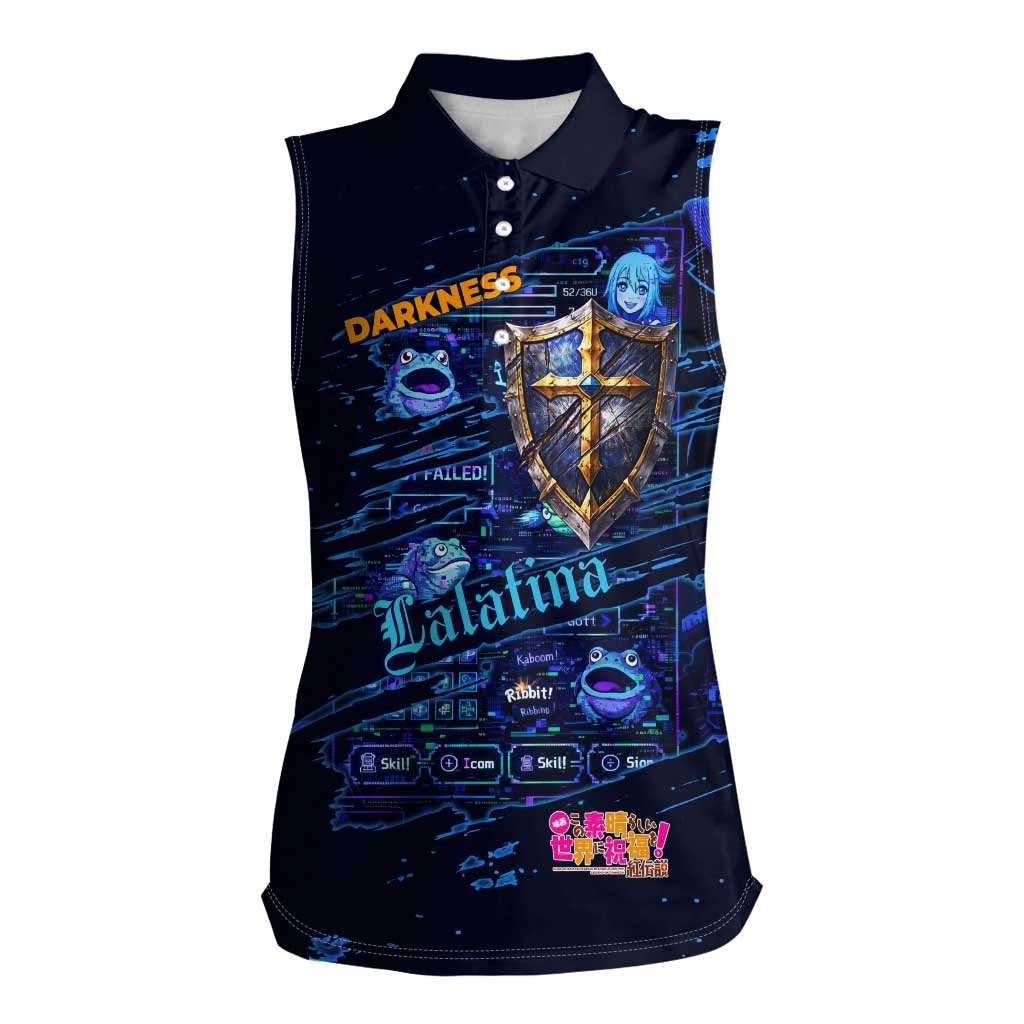 Darkness Lalatina Women Sleeveless Polo Shirt Retro Anime RPG Interface Style