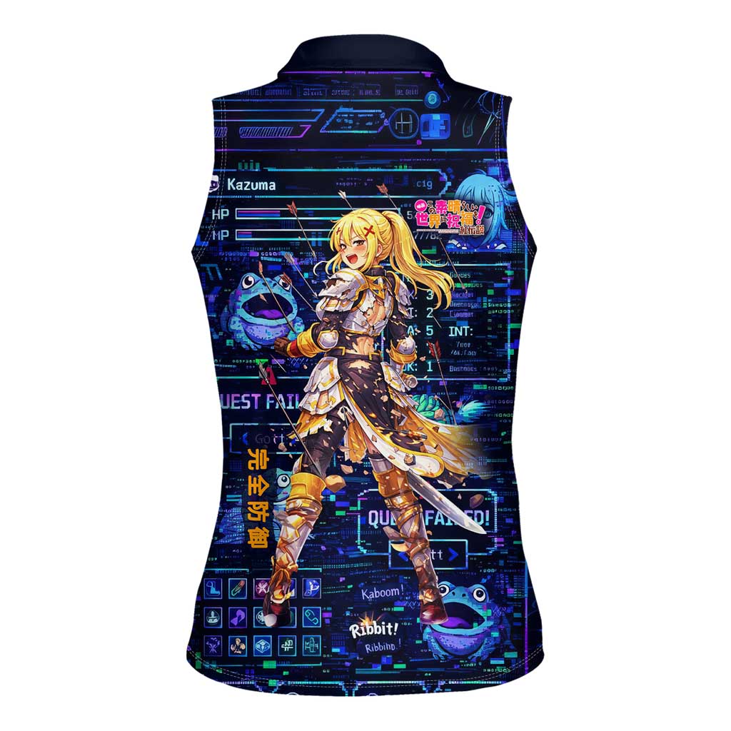 Darkness Lalatina Women Sleeveless Polo Shirt Retro Anime RPG Interface Style