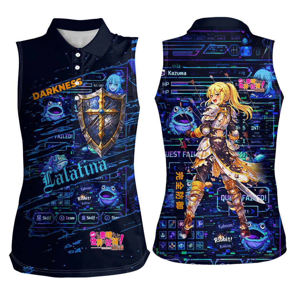 Darkness Lalatina Women Sleeveless Polo Shirt Retro Anime RPG Interface Style