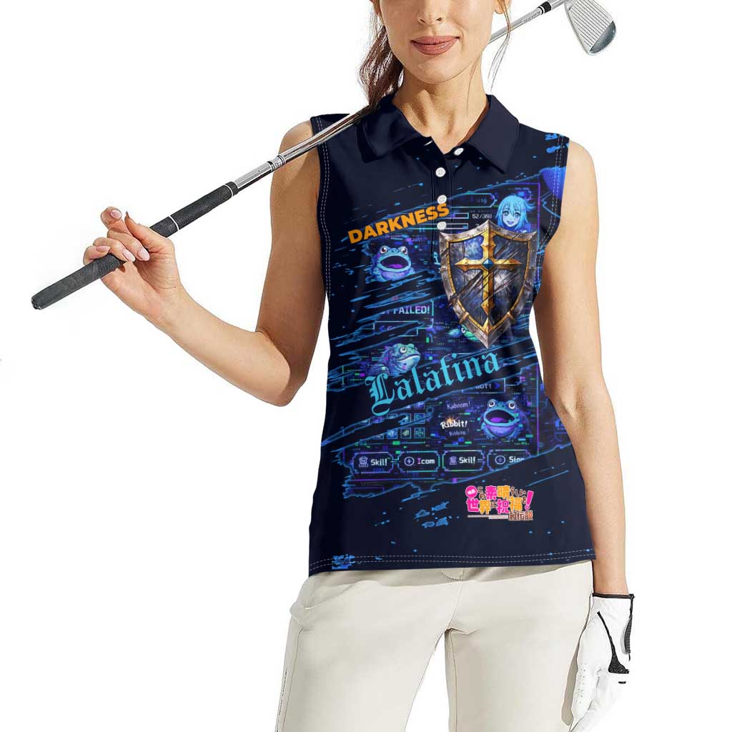 Darkness Lalatina Women Sleeveless Polo Shirt Retro Anime RPG Interface Style