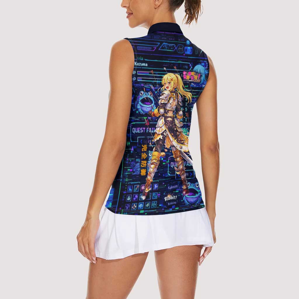 Darkness Lalatina Women Sleeveless Polo Shirt Retro Anime RPG Interface Style