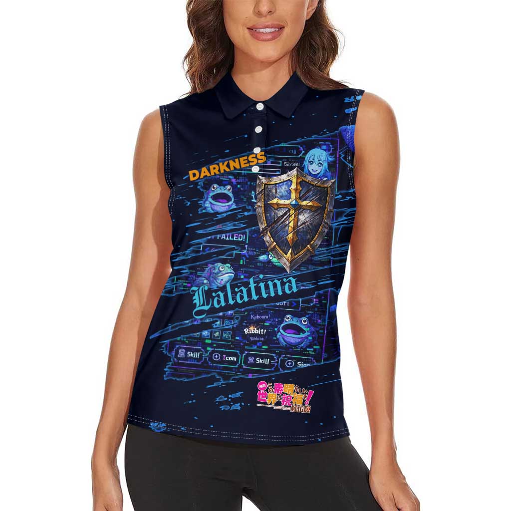 Darkness Lalatina Women Sleeveless Polo Shirt Retro Anime RPG Interface Style