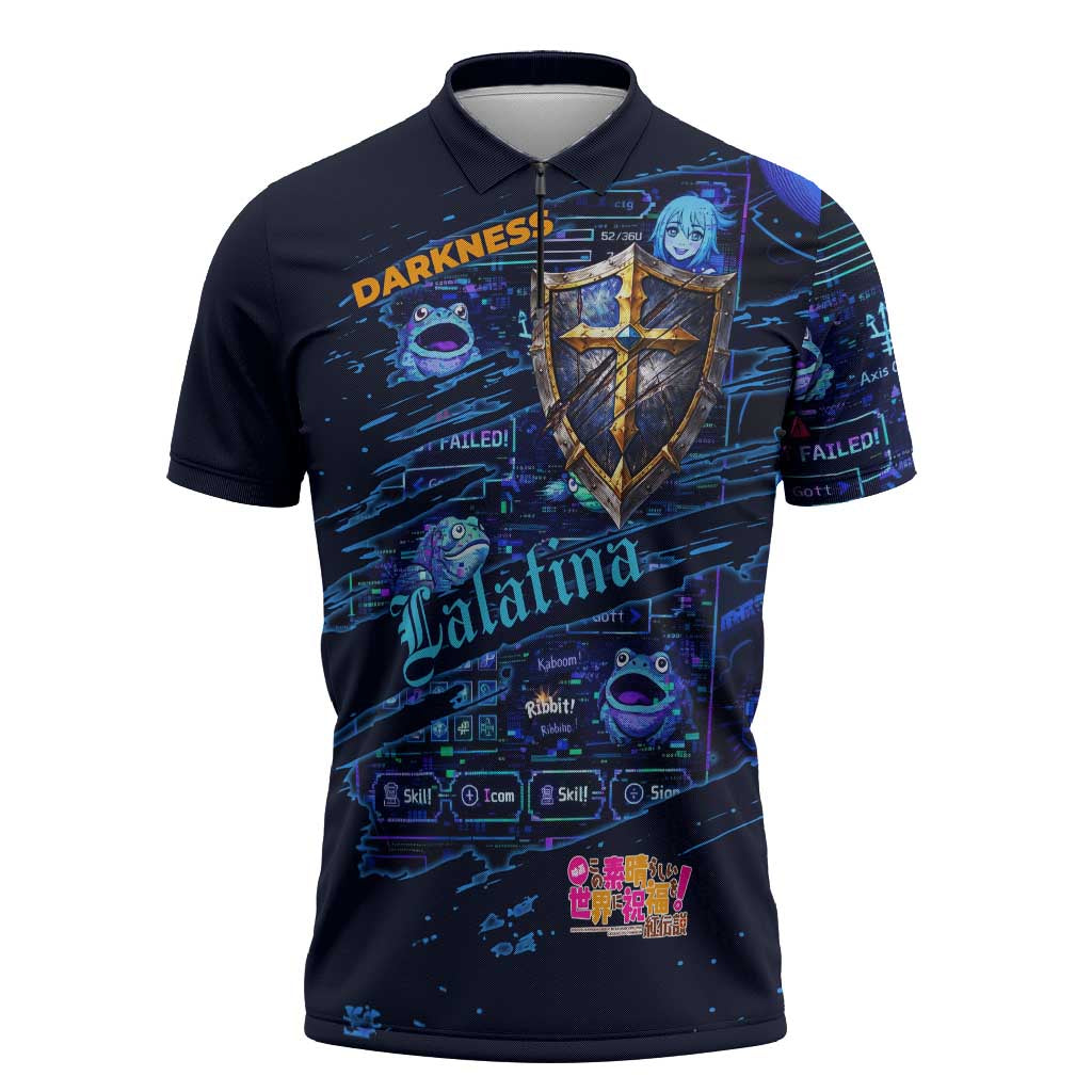 Darkness Lalatina Zipper Polo Shirt Retro Anime RPG Interface Style