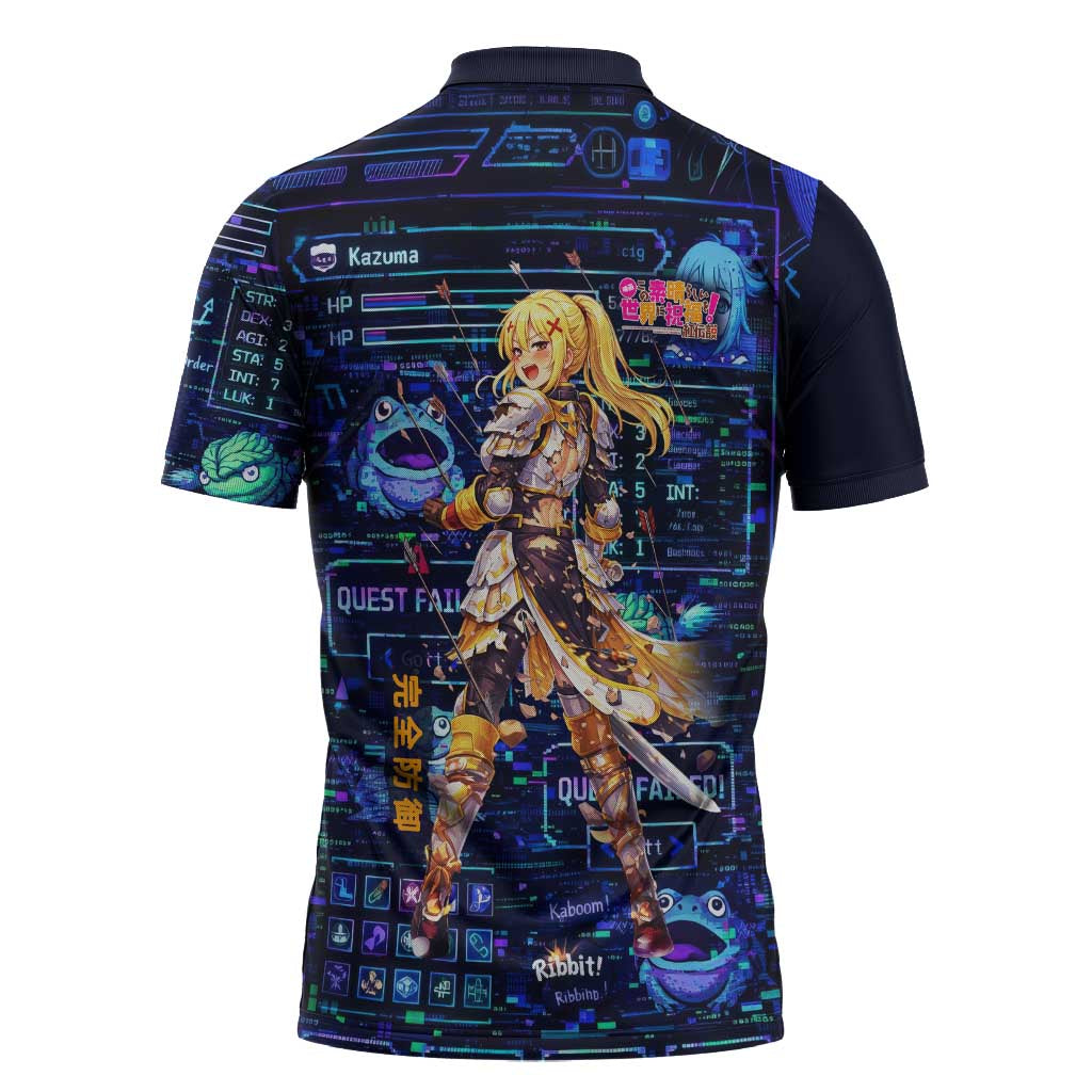 Darkness Lalatina Zipper Polo Shirt Retro Anime RPG Interface Style