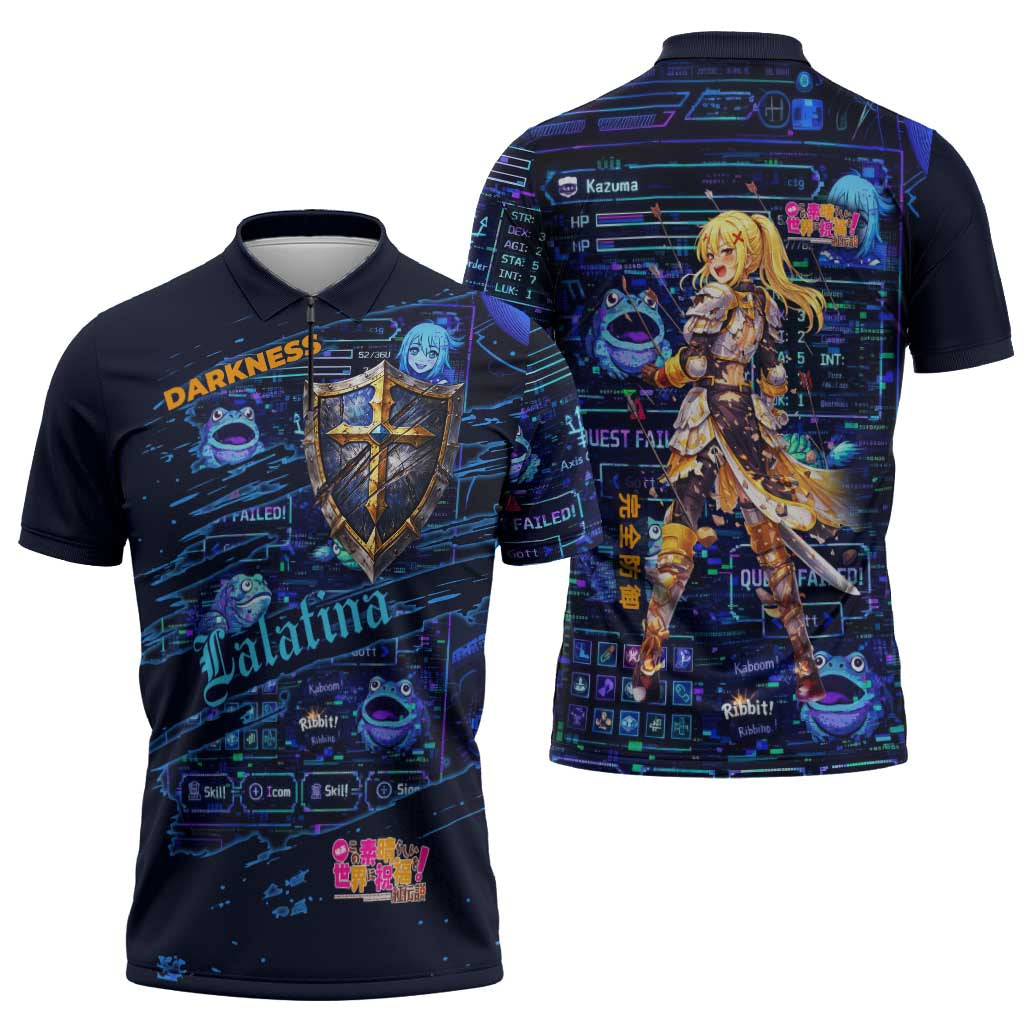 Darkness Lalatina Zipper Polo Shirt Retro Anime RPG Interface Style