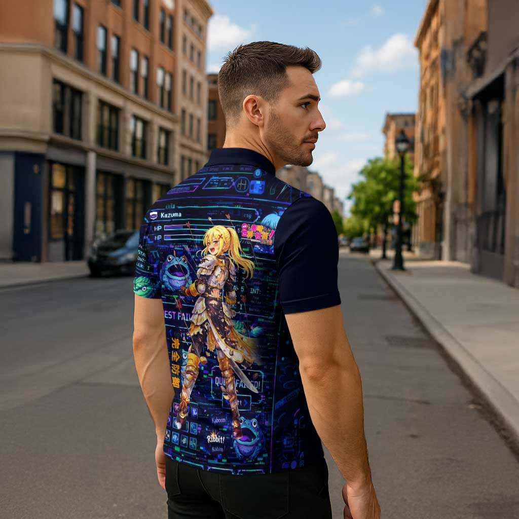 Darkness Lalatina Zipper Polo Shirt Retro Anime RPG Interface Style
