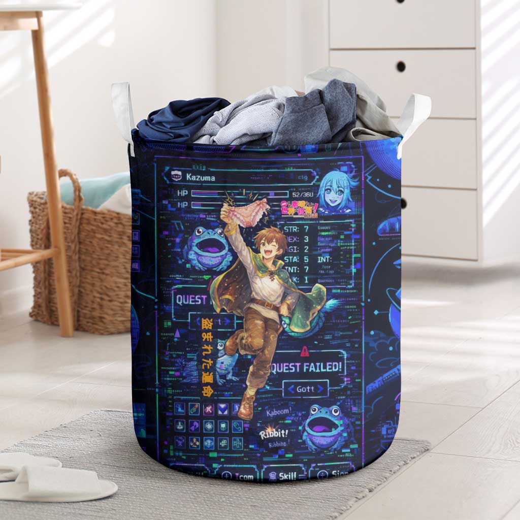 Kazuma Steal Skill Laundry Basket Retro Anime RPG Interface Style