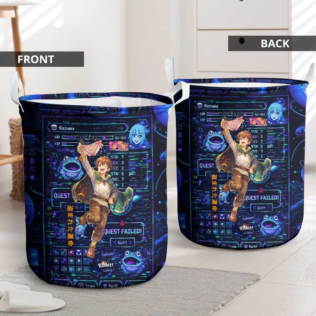 Kazuma Steal Skill Laundry Basket Retro Anime RPG Interface Style