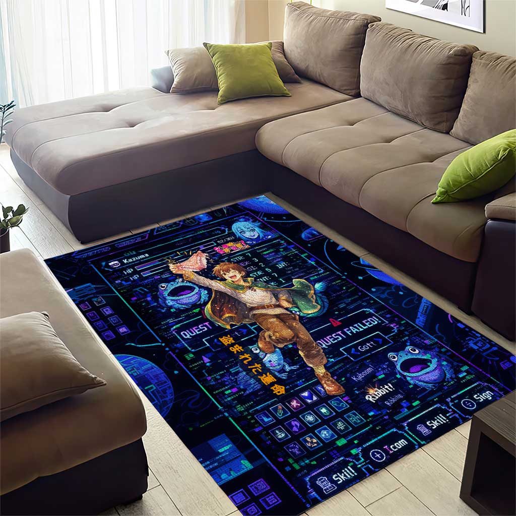 Kazuma Steal Skill Area Rug Retro Anime RPG Interface Style