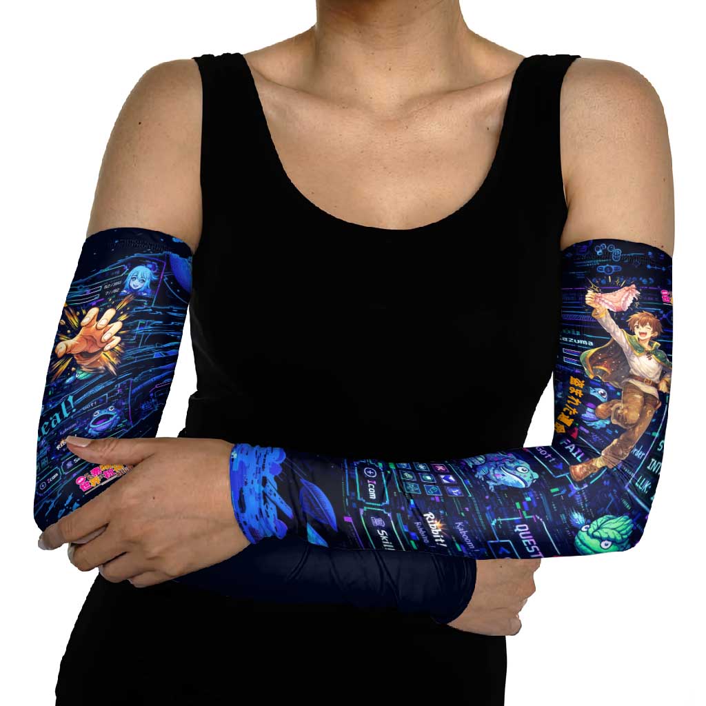 Kazuma Steal Skill Arm Sleeves Retro Anime RPG Interface Style