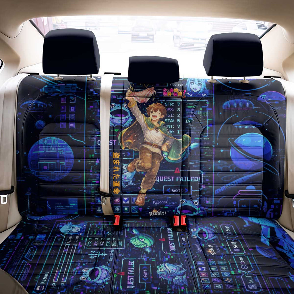 Kazuma Steal Skill Back Car Seat Cover Retro Anime RPG Interface Style