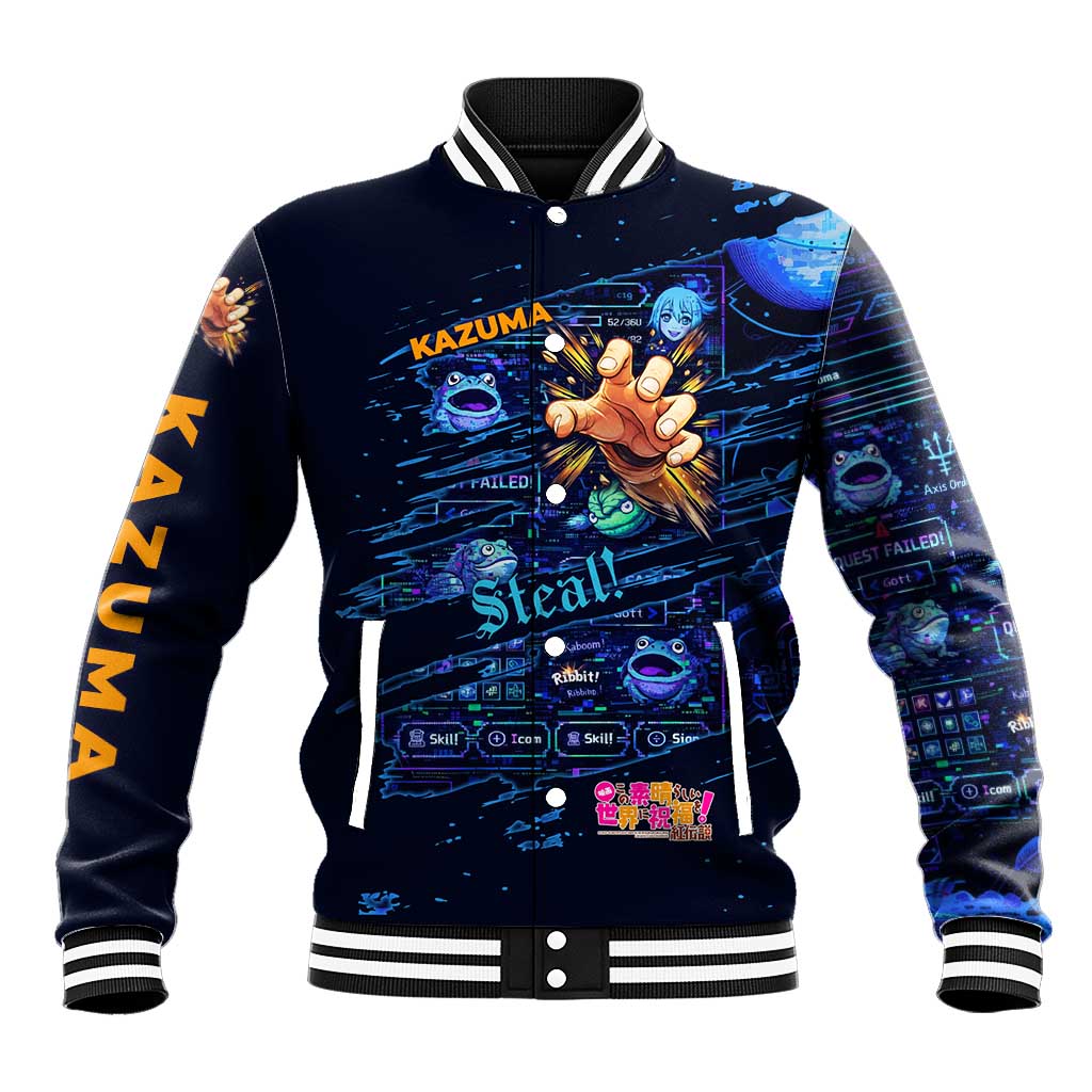 Kazuma Steal Skill Baseball Jacket Retro Anime RPG Interface Style