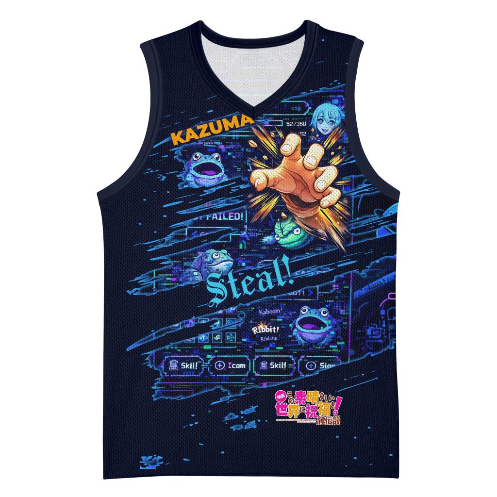 Kazuma Steal Skill Basketball Jersey Retro Anime RPG Interface Style