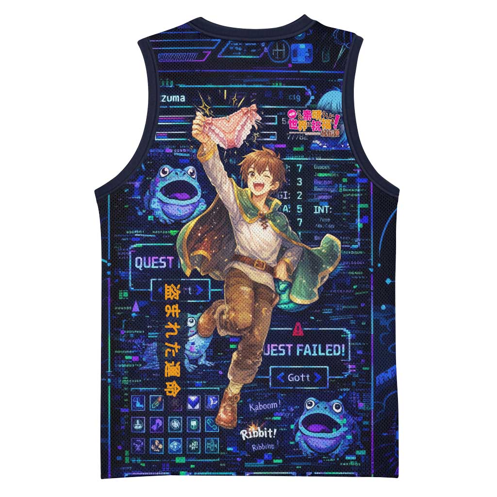Kazuma Steal Skill Basketball Jersey Retro Anime RPG Interface Style