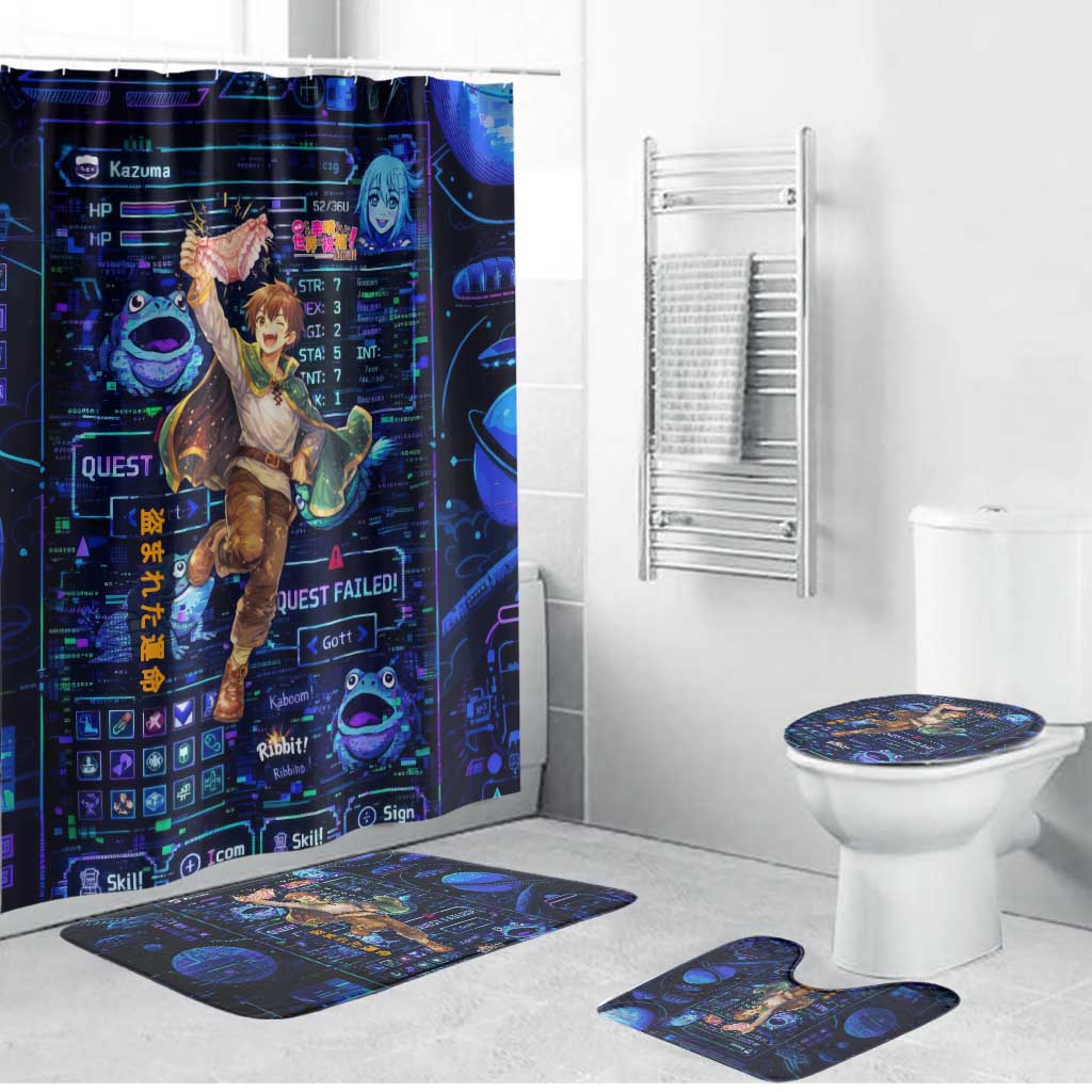 Kazuma Steal Skill Bathroom Set Retro Anime RPG Interface Style
