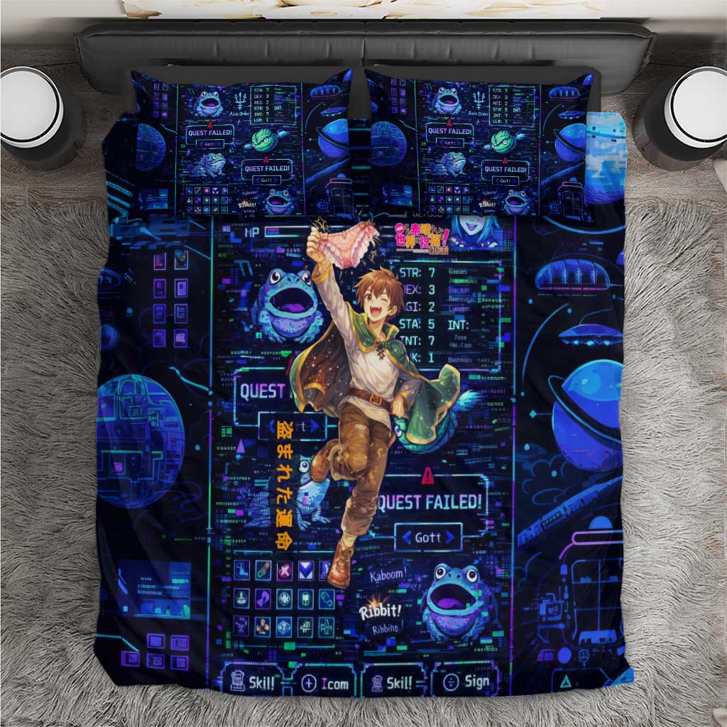 Kazuma Steal Skill Bedding Set Retro Anime RPG Interface Style