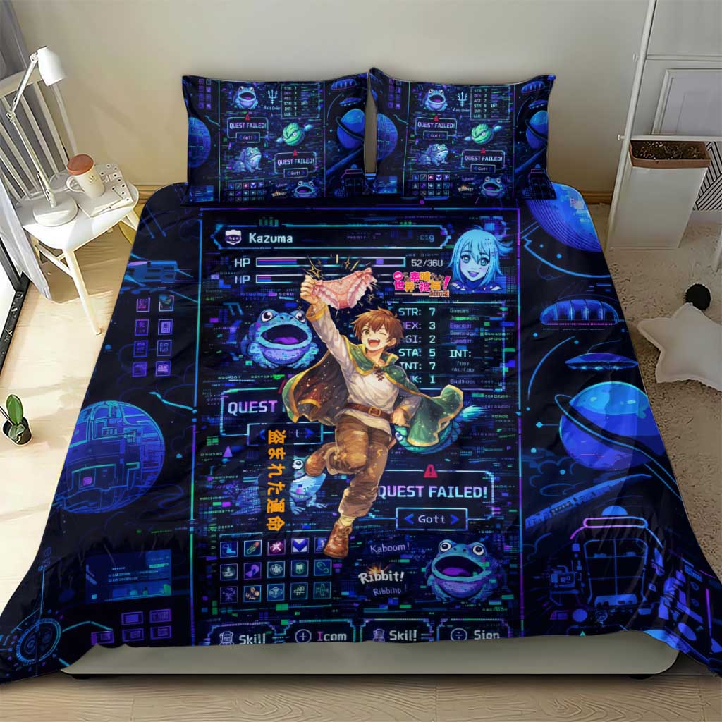 Kazuma Steal Skill Bedding Set Retro Anime RPG Interface Style