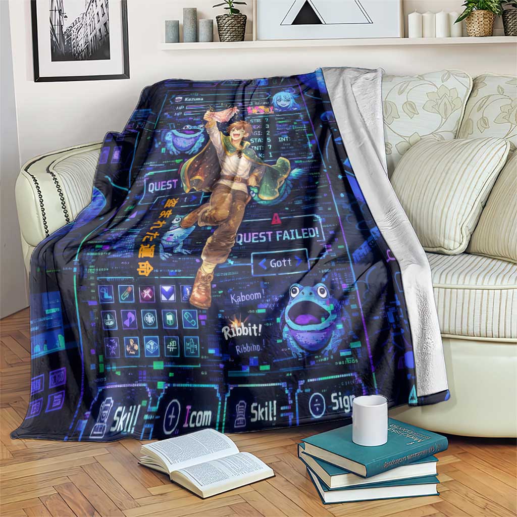 Kazuma Steal Skill Blanket Retro Anime RPG Interface Style
