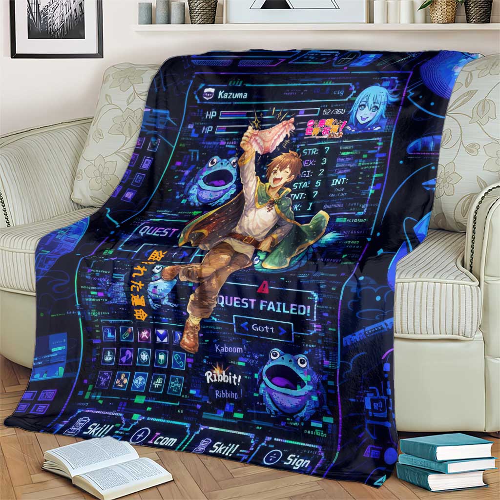 Kazuma Steal Skill Blanket Retro Anime RPG Interface Style