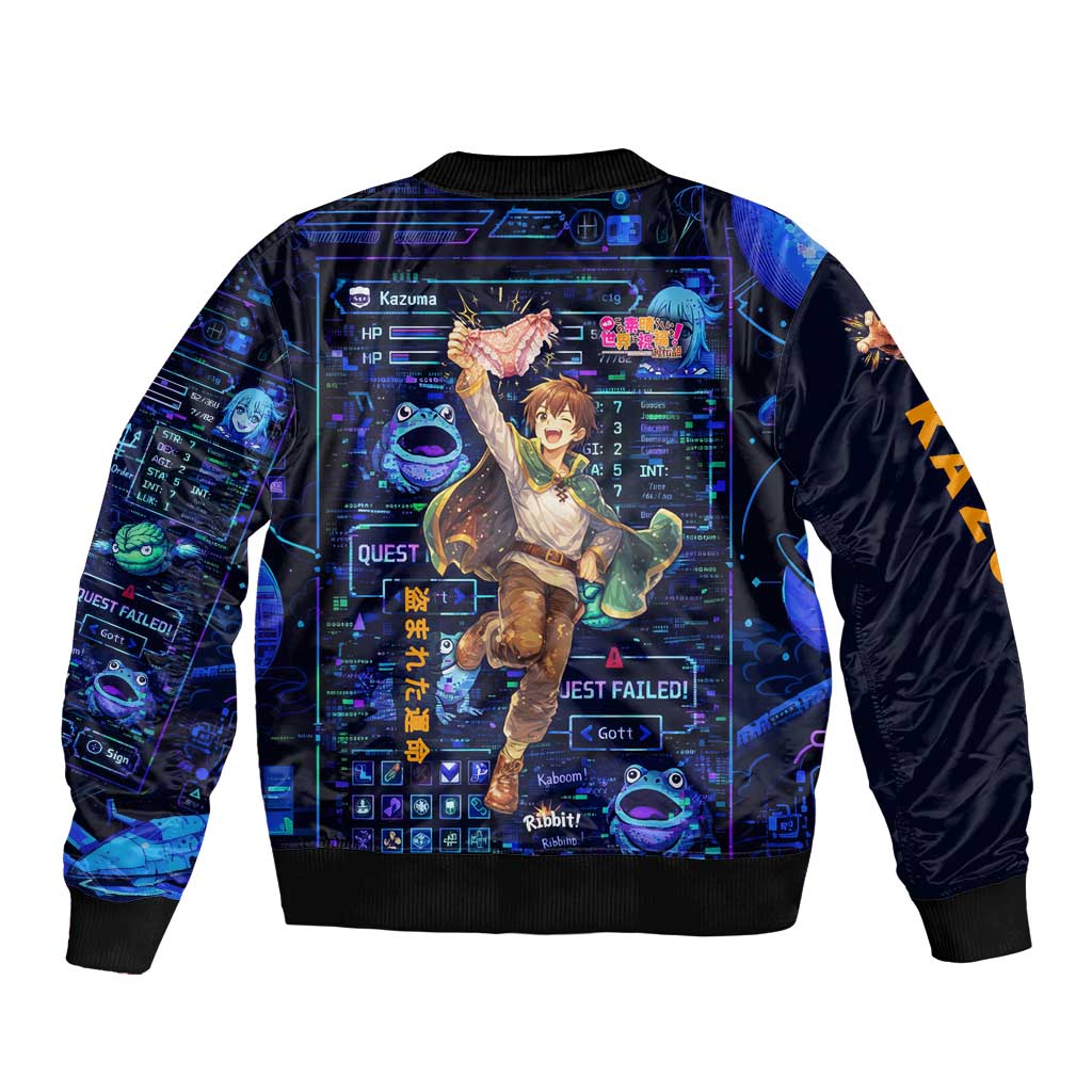 Kazuma Steal Skill Bomber Jacket Retro Anime RPG Interface Style