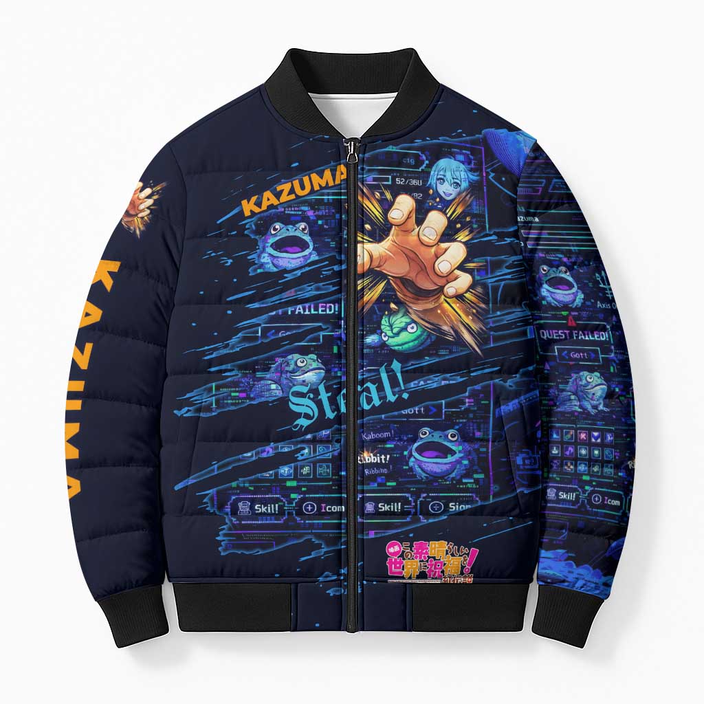 Kazuma Steal Skill Bomber Puffer Jacket Retro Anime RPG Interface Style