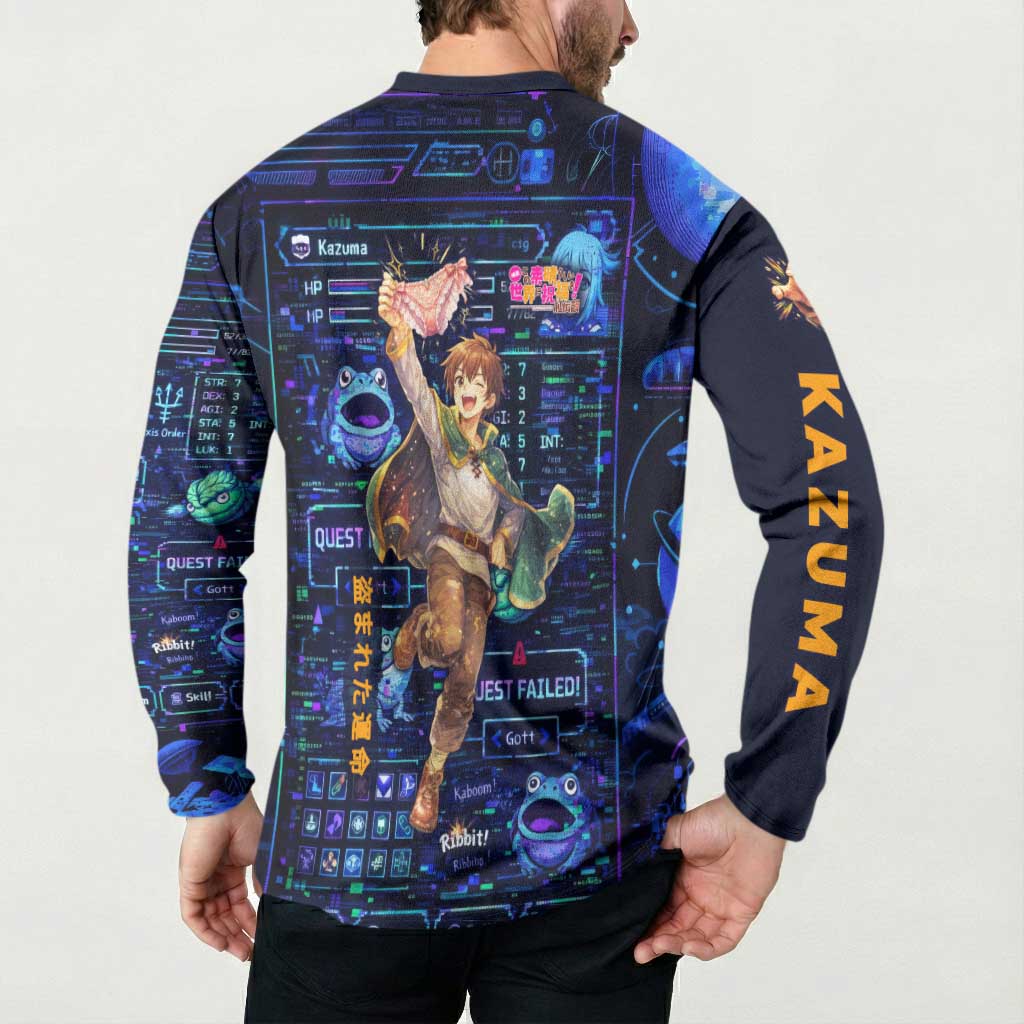 Kazuma Steal Skill Button Sweatshirt Retro Anime RPG Interface Style