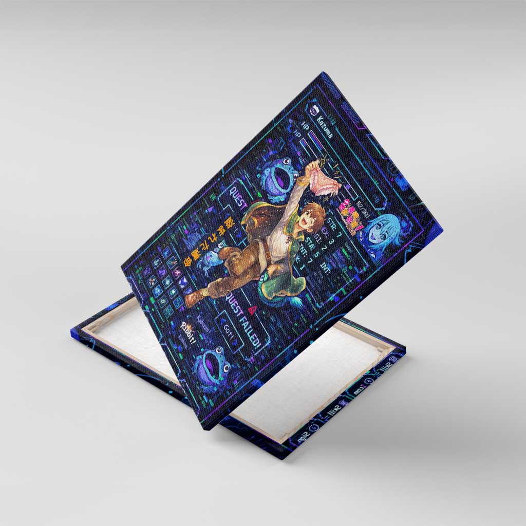 Kazuma Steal Skill Canvas Wall Art Retro Anime RPG Interface Style