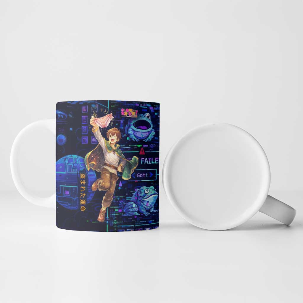 Kazuma Steal Skill Ceramic Mug Retro Anime RPG Interface Style