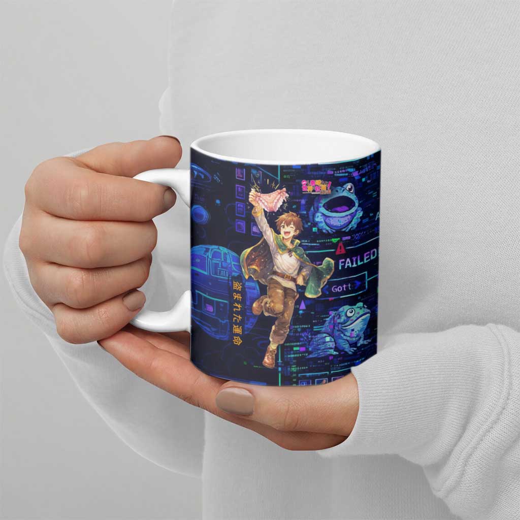 Kazuma Steal Skill Ceramic Mug Retro Anime RPG Interface Style