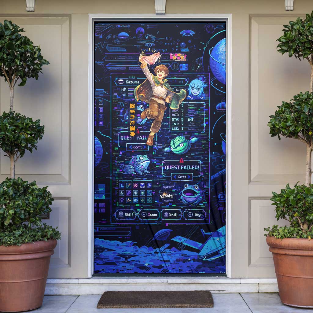 Kazuma Steal Skill Door Cover Retro Anime RPG Interface Style