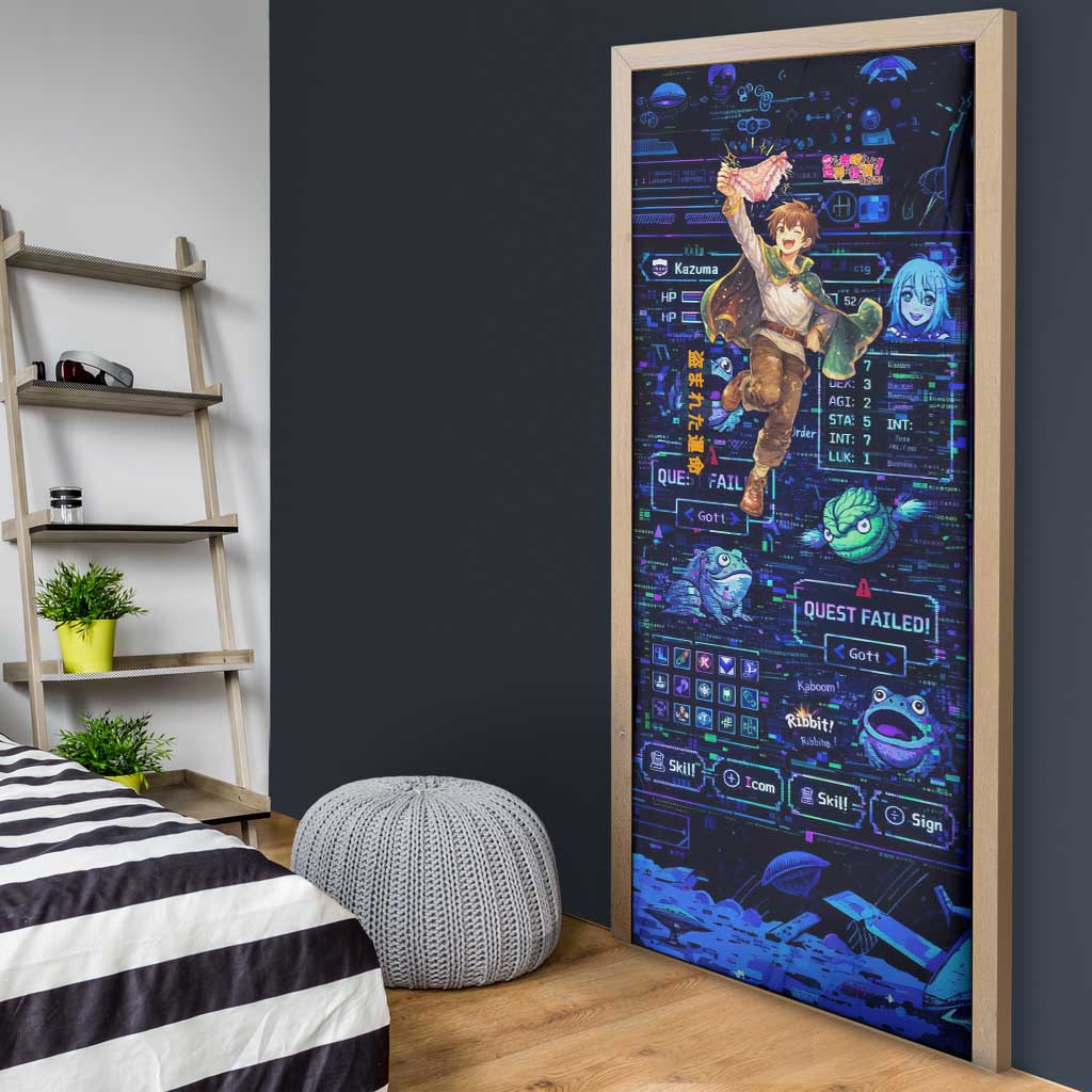 Kazuma Steal Skill Door Cover Retro Anime RPG Interface Style