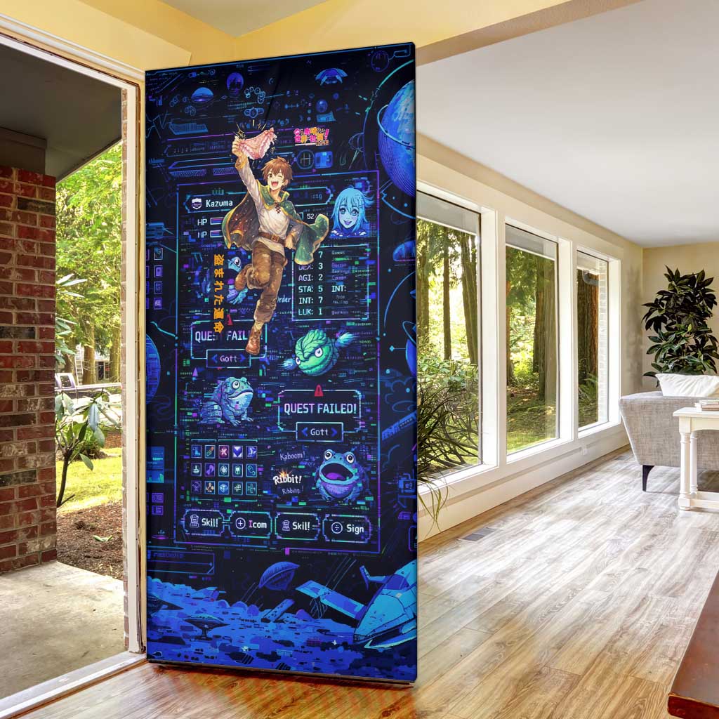 Kazuma Steal Skill Door Cover Retro Anime RPG Interface Style