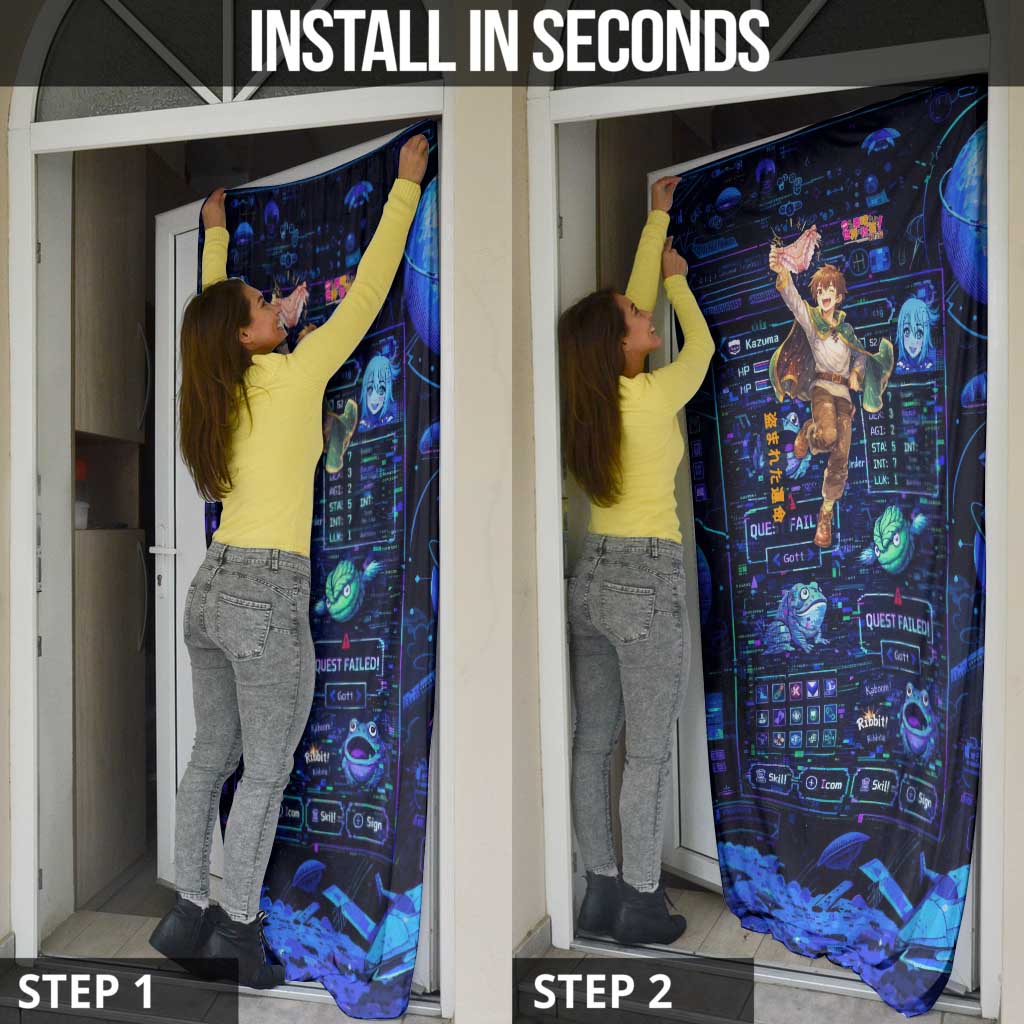 Kazuma Steal Skill Door Cover Retro Anime RPG Interface Style