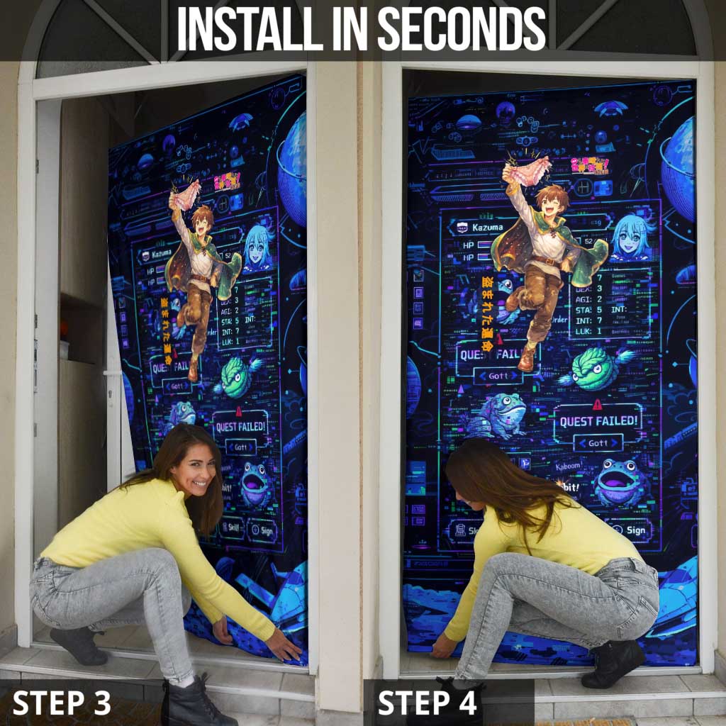 Kazuma Steal Skill Door Cover Retro Anime RPG Interface Style