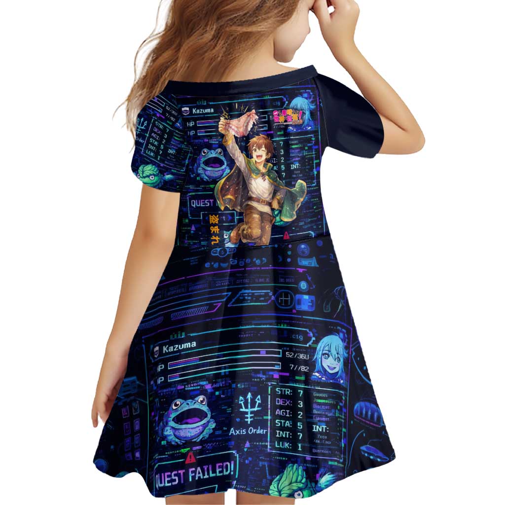 Kazuma Steal Skill Family Matching Off Shoulder Maxi Dress and Hawaiian Shirt Retro Anime RPG Interface Style