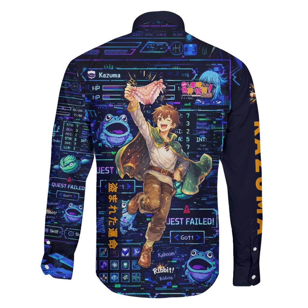 Kazuma Steal Skill Family Matching Puletasi and Hawaiian Shirt Retro Anime RPG Interface Style