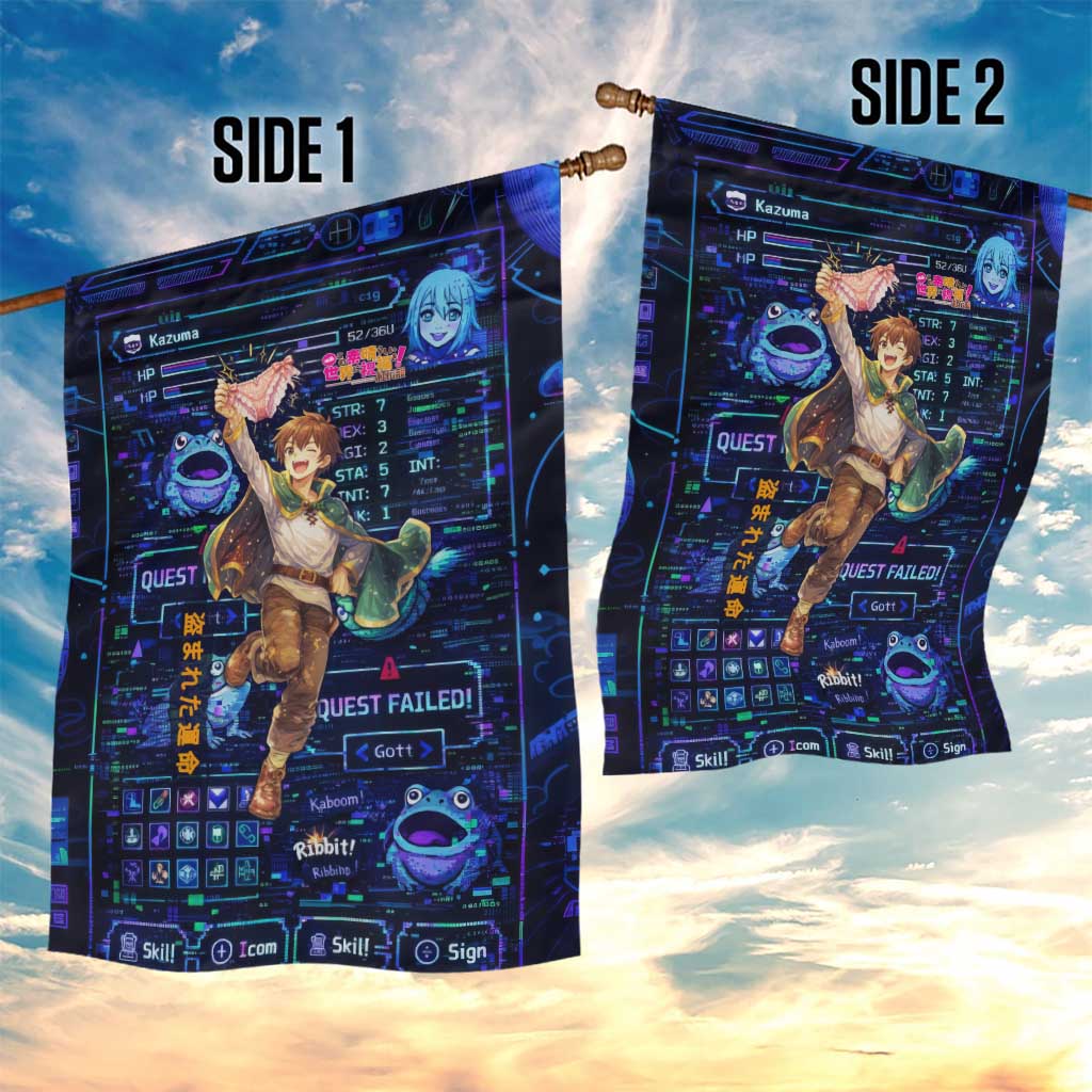 Kazuma Steal Skill Garden Flag Retro Anime RPG Interface Style