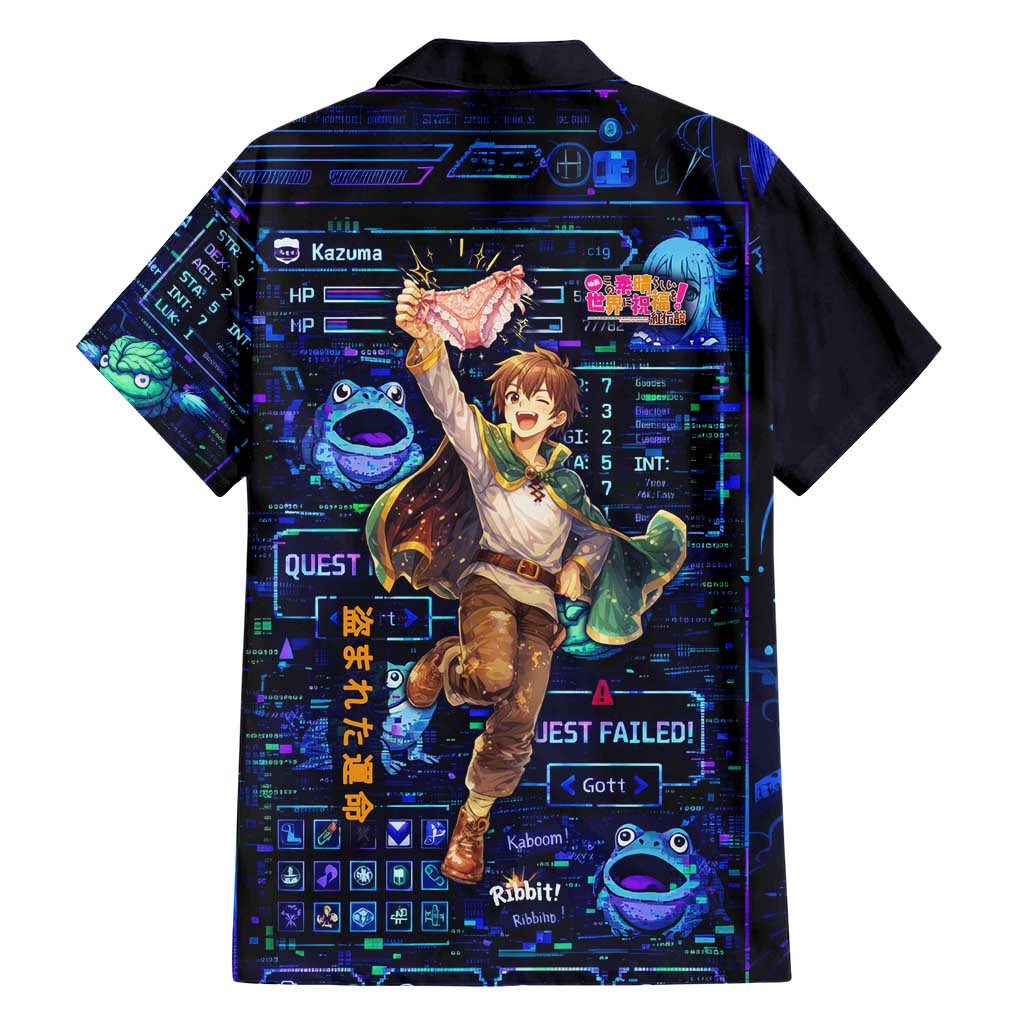 Kazuma Steal Skill Hawaiian Shirt Retro Anime RPG Interface Style
