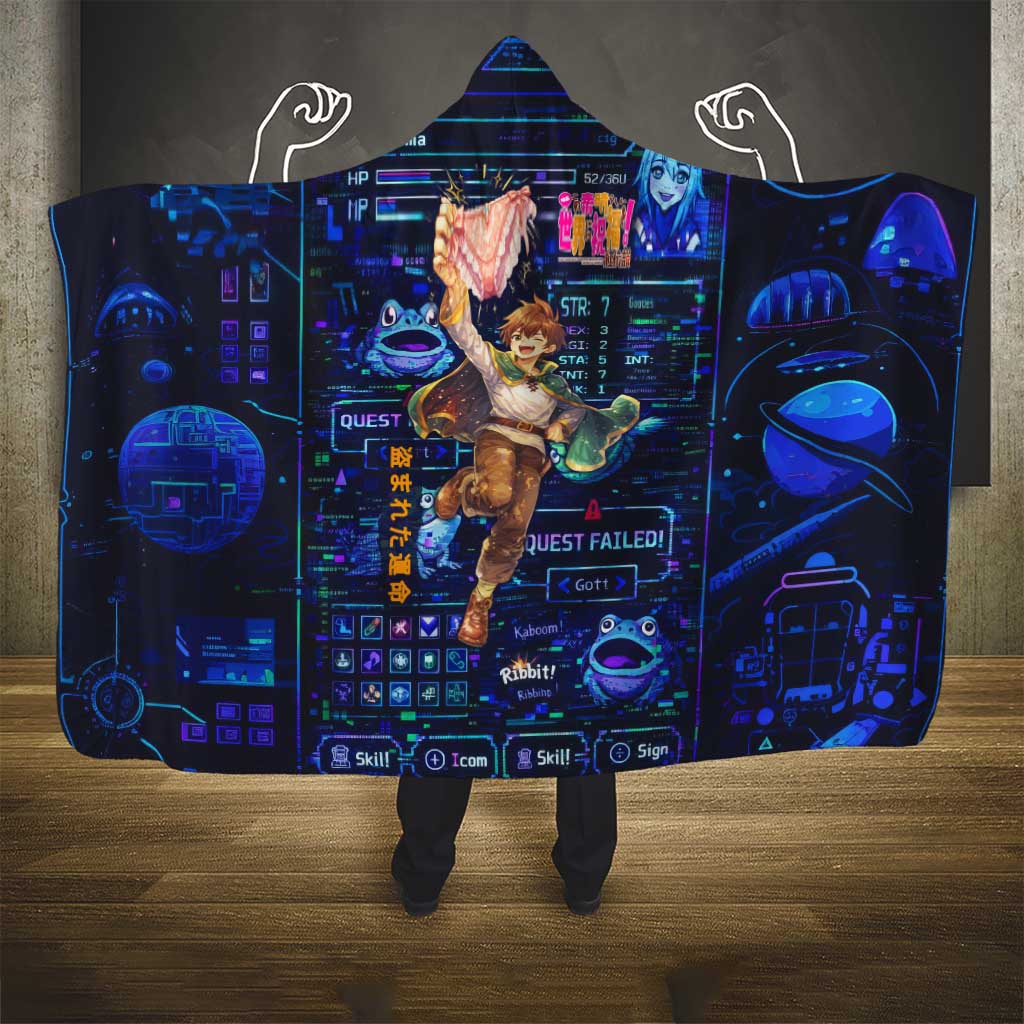 Kazuma Steal Skill Hooded Blanket Retro Anime RPG Interface Style