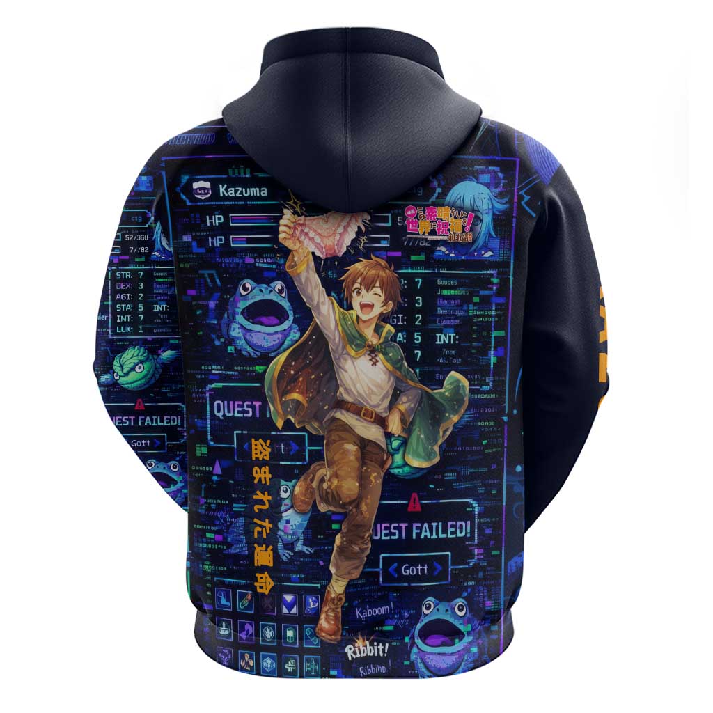 Kazuma Steal Skill Hoodie Retro Anime RPG Interface Style