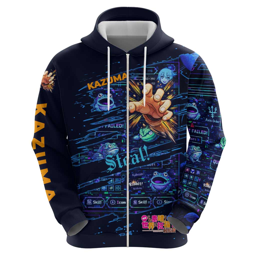 Kazuma Steal Skill Hoodie Retro Anime RPG Interface Style