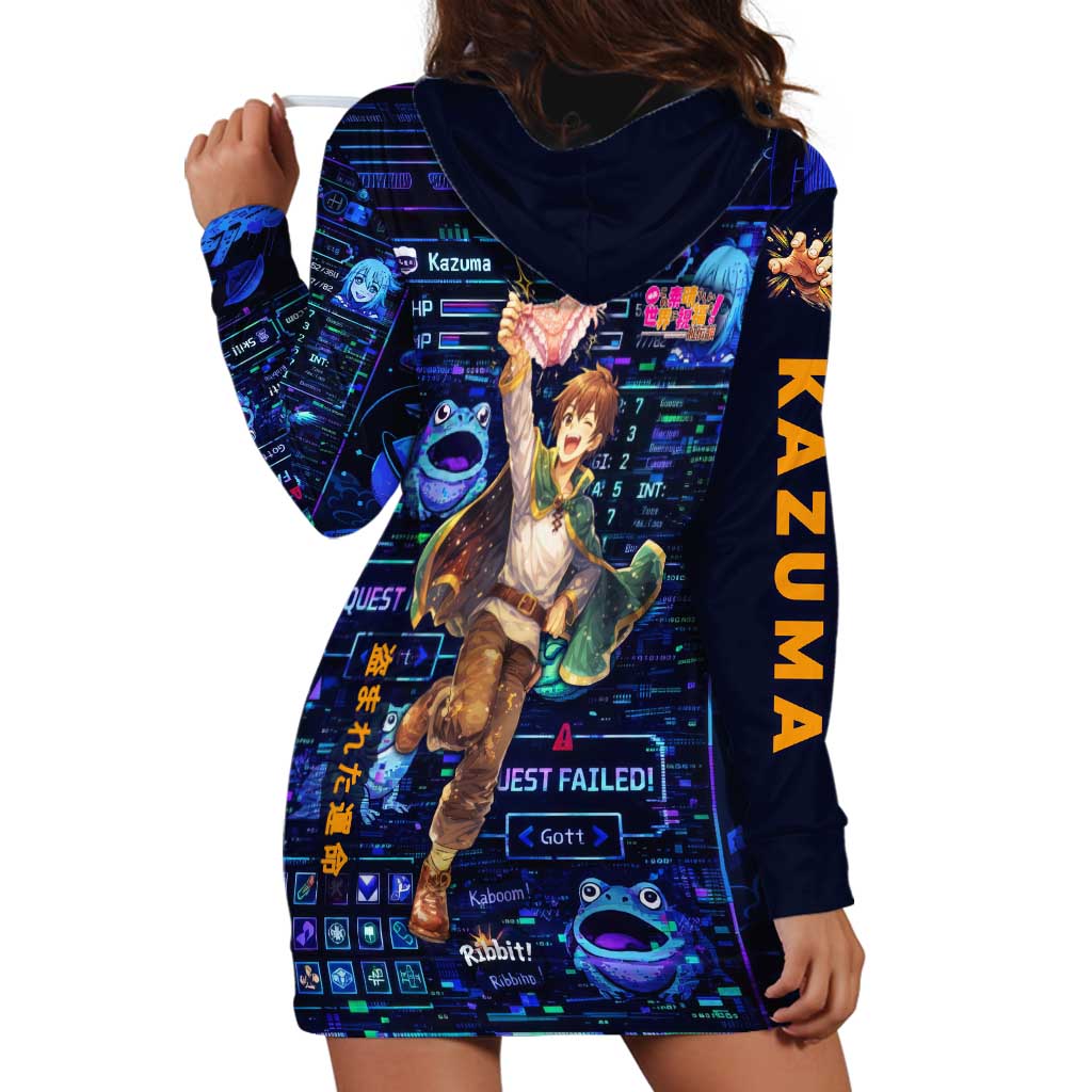 Kazuma Steal Skill Hoodie Dress Retro Anime RPG Interface Style