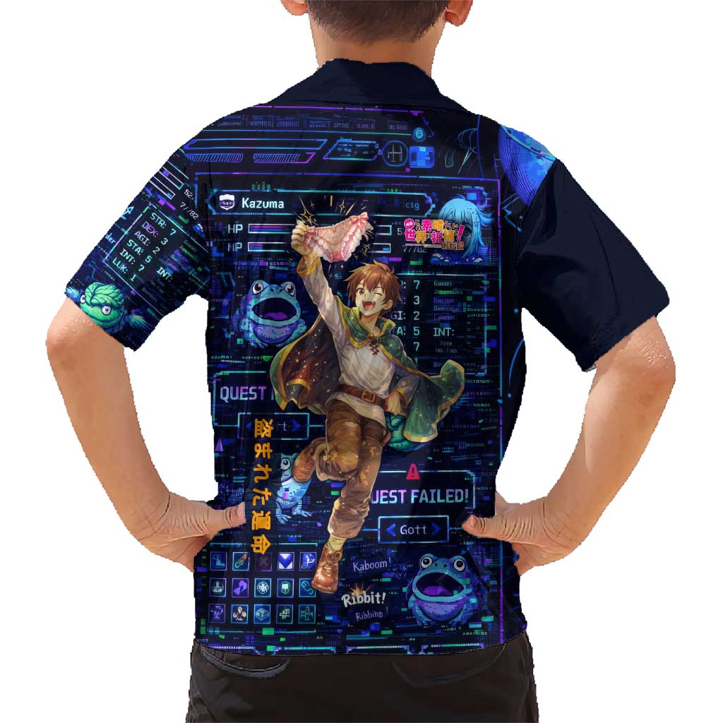 Kazuma Steal Skill Kid Hawaiian Shirt Retro Anime RPG Interface Style