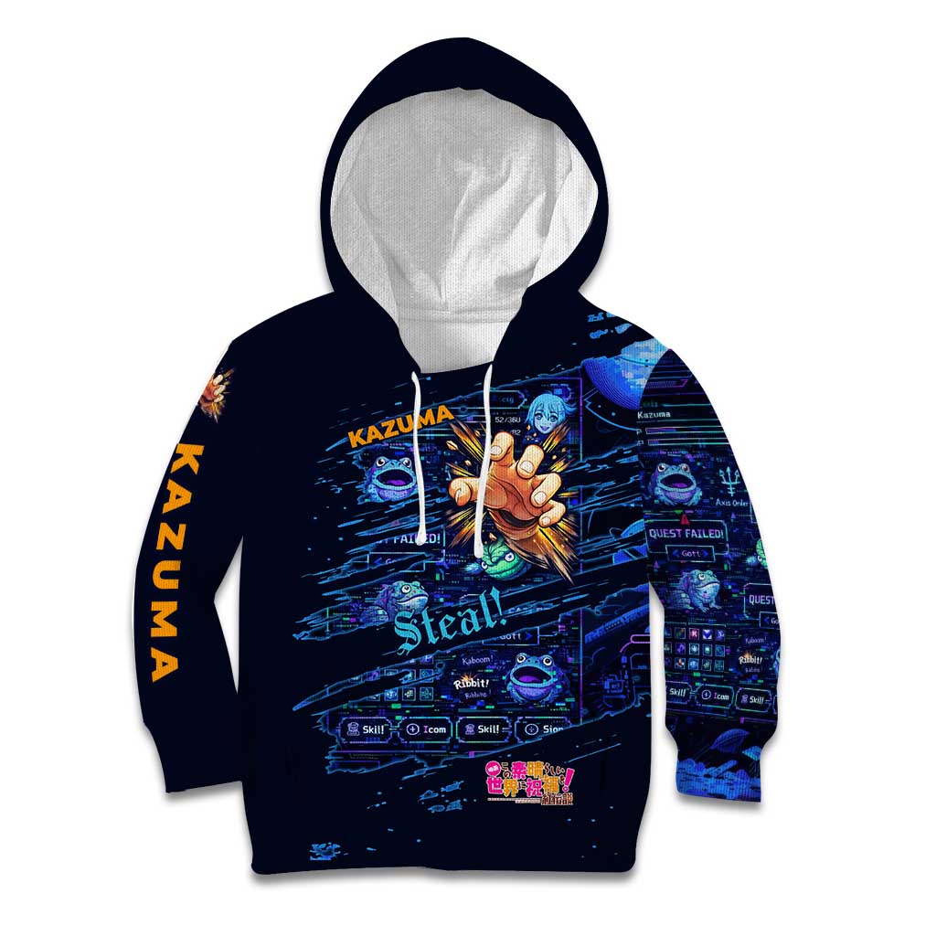 Kazuma Steal Skill Kid Hoodie Retro Anime RPG Interface Style