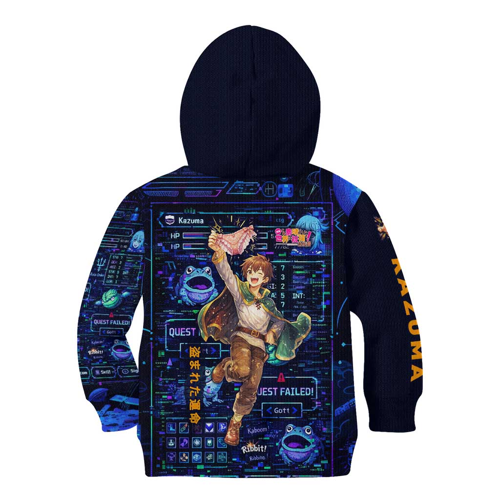 Kazuma Steal Skill Kid Hoodie Retro Anime RPG Interface Style