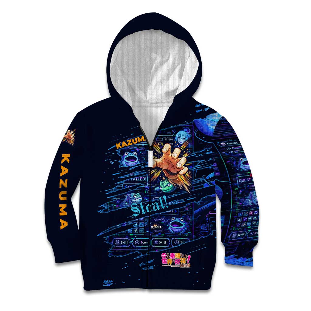 Kazuma Steal Skill Kid Hoodie Retro Anime RPG Interface Style